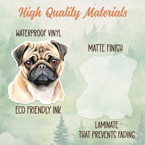 Pug sticker, Waterproof vinyl decal, Dog sticker - SoulFamiliar