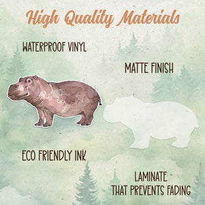 Hippopotamus sticker, Waterproof vinyl decal, Animal lover gifts - SoulFamiliar