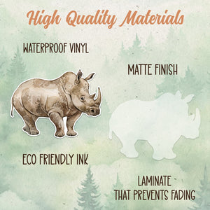 Rhino sticker, Waterproof vinyl decal, Rhinoceros sticker - SoulFamiliar