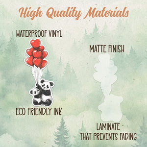 Valentine sticker, Waterproof vinyl decal, Panda sticker - SoulFamiliar