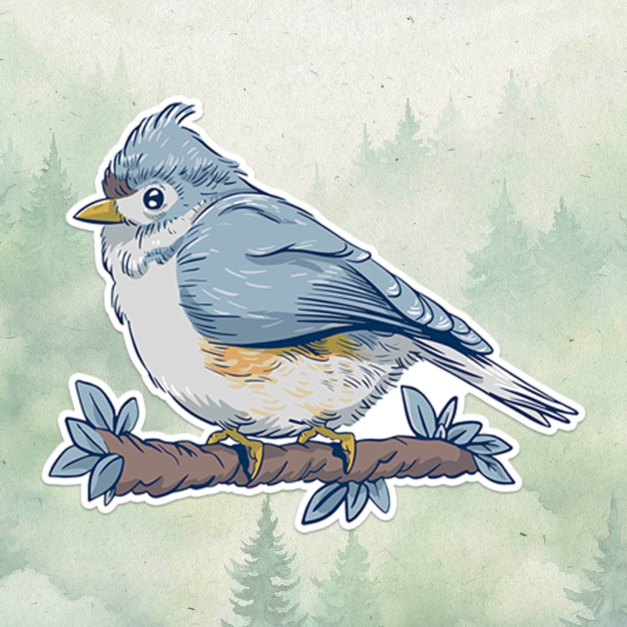 Tufted titmouse sticker, Waterproof vinyl decal, Bird sticker - SoulFamiliar