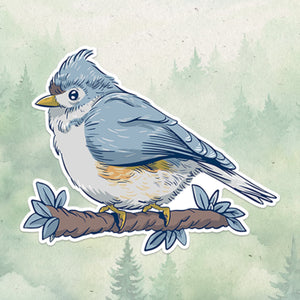 Tufted titmouse sticker, Waterproof vinyl decal, Bird sticker - SoulFamiliar