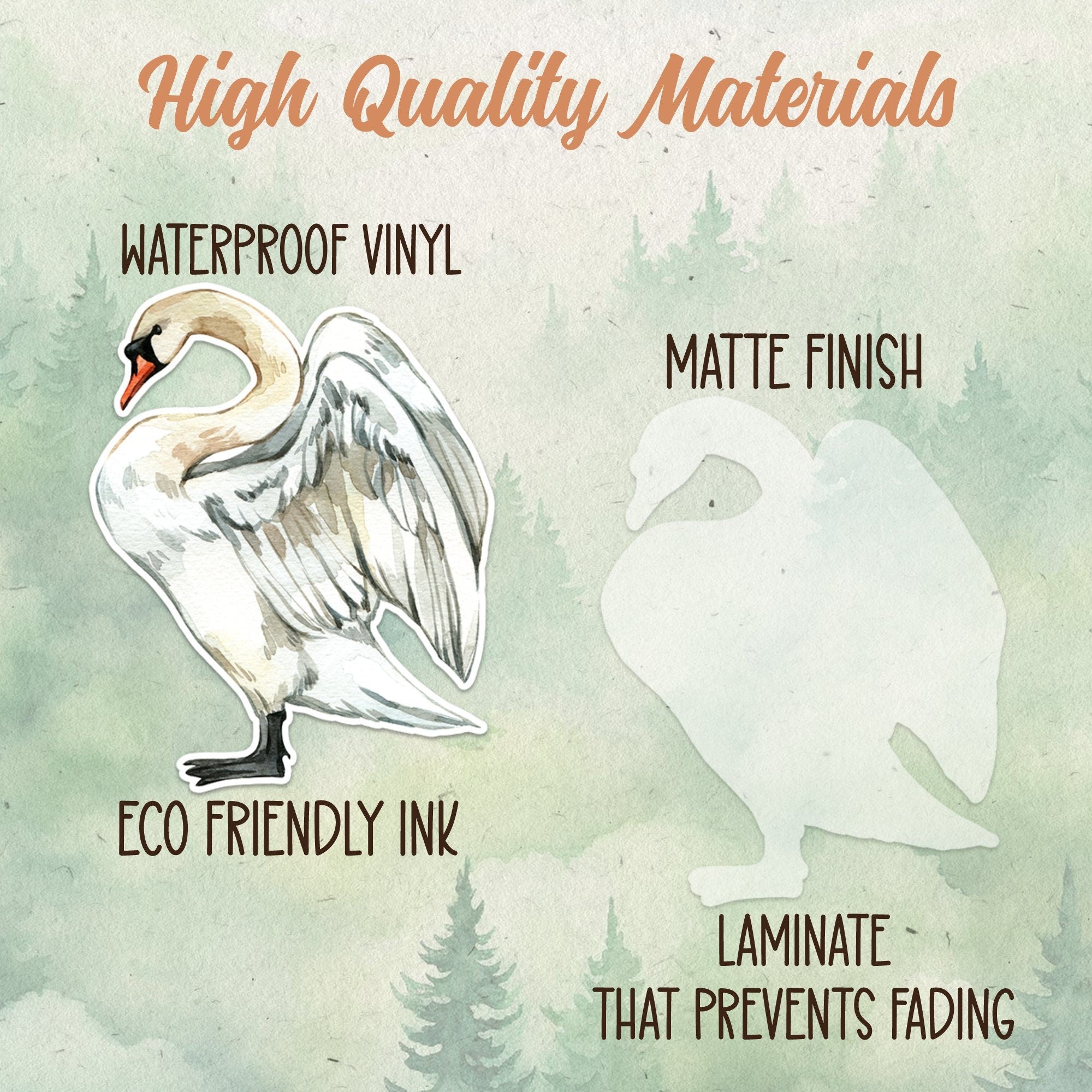 Swan sticker, Waterproof vinyl decal, Bird sticker - SoulFamiliar