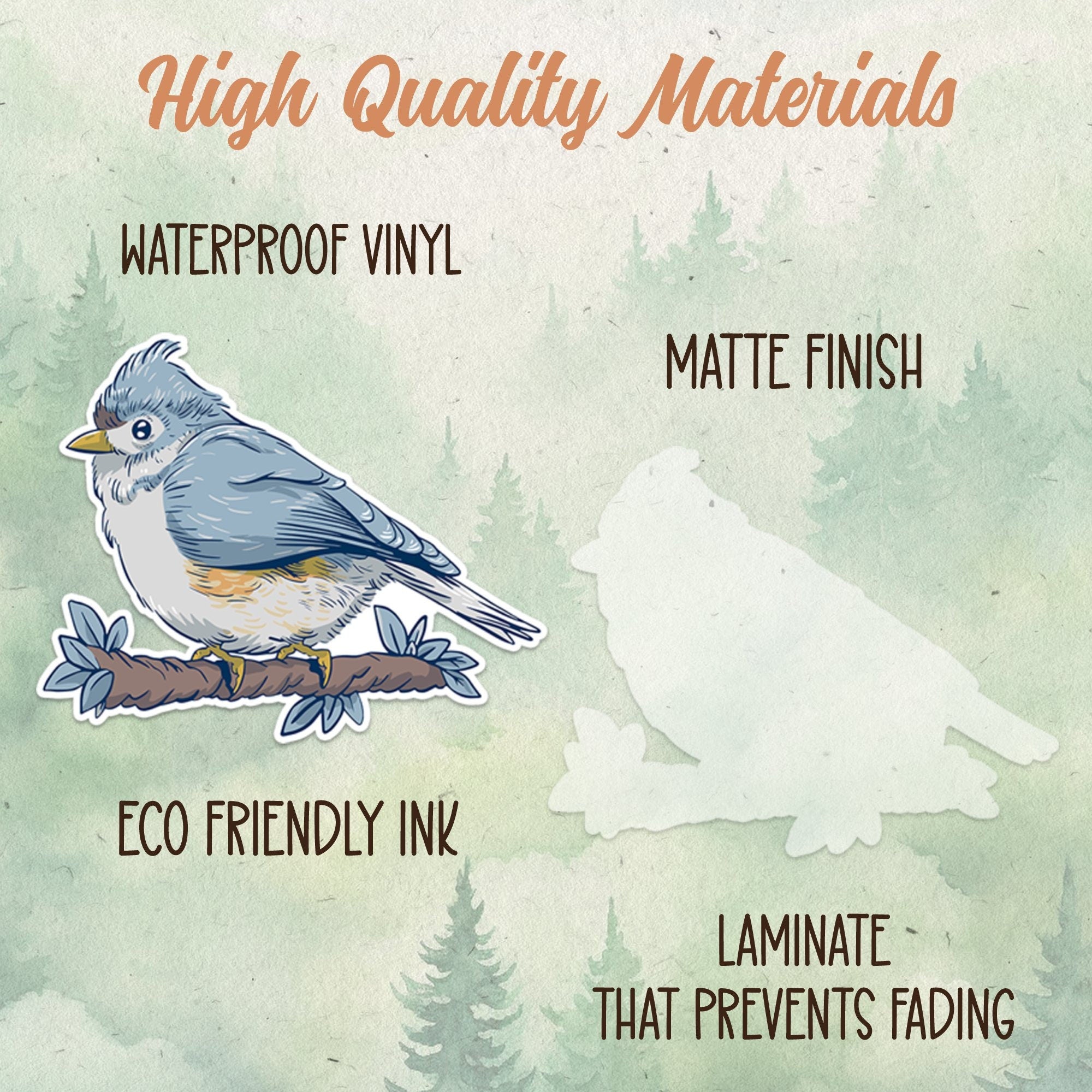 Tufted titmouse sticker, Waterproof vinyl decal, Bird sticker - SoulFamiliar