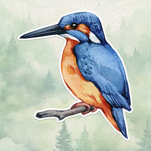 Kingfisher sticker, Waterproof vinyl decal, Bird sticker - SoulFamiliar