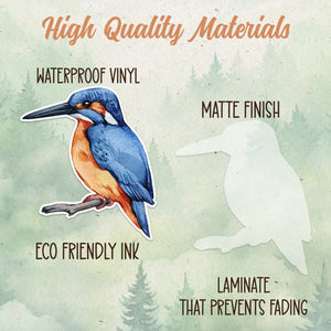 Kingfisher sticker, Waterproof vinyl decal, Bird sticker - SoulFamiliar