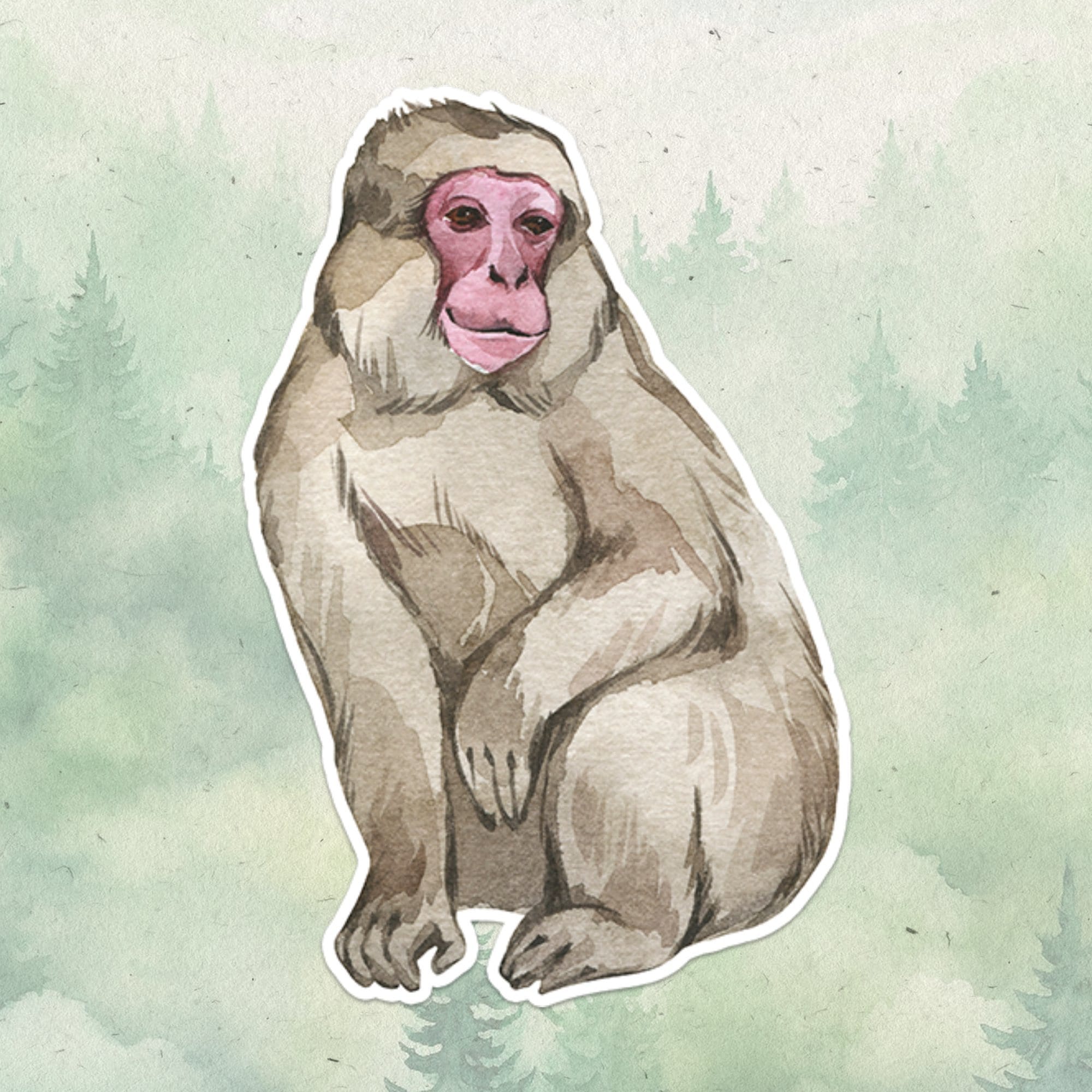 Macaque sticker, Waterproof vinyl decal, Monkey sticker - SoulFamiliar