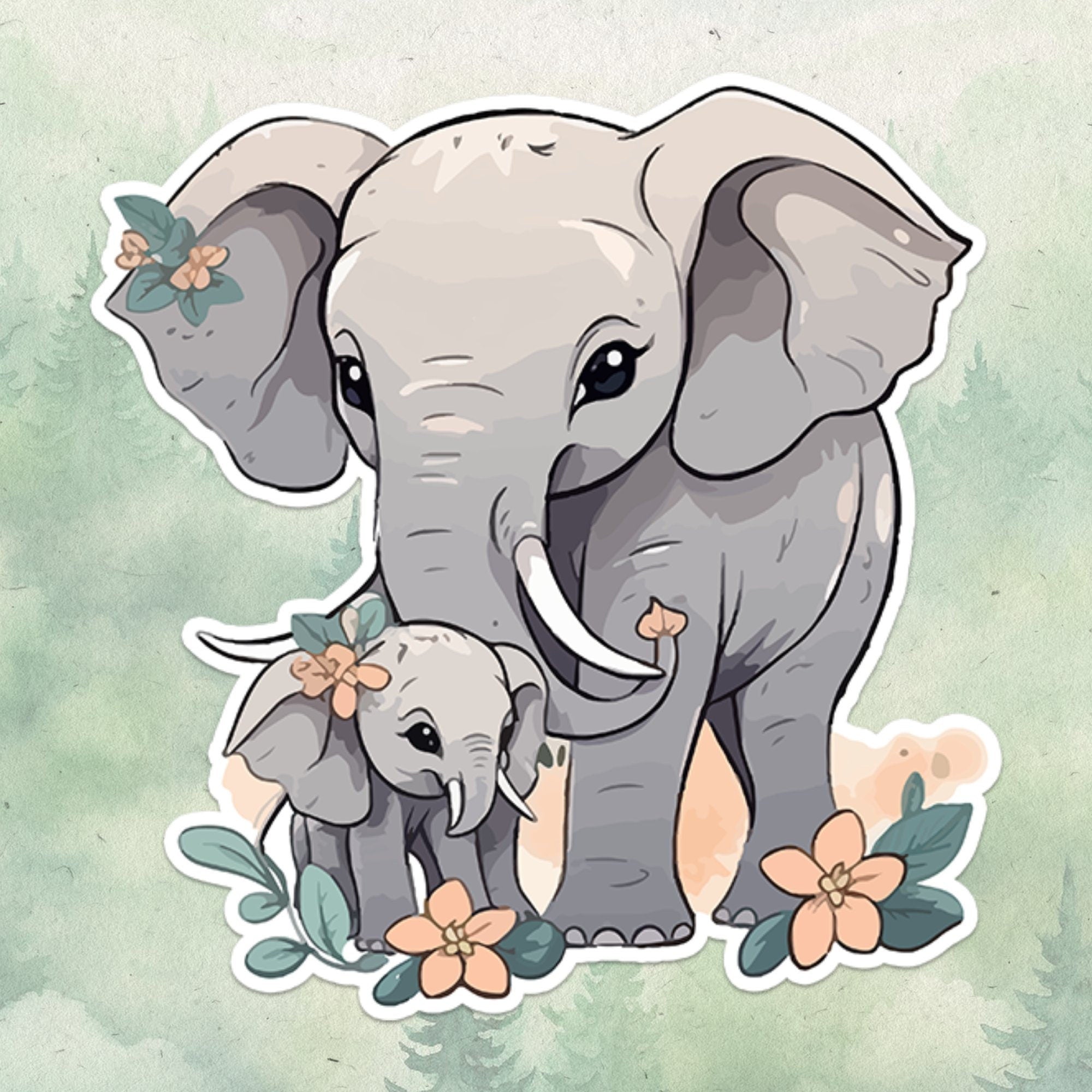 Elephant sticker, Waterproof vinyl decal, Animal lover gifts - SoulFamiliar