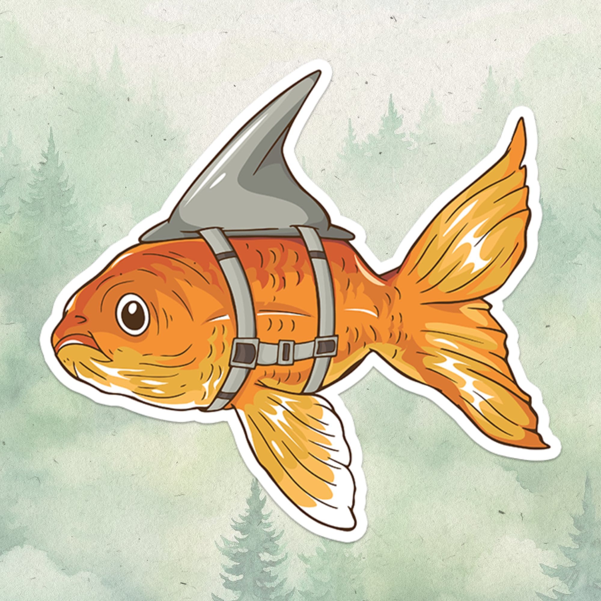 Goldfish sticker, Waterproof vinyl decal, Fish sticker - SoulFamiliar