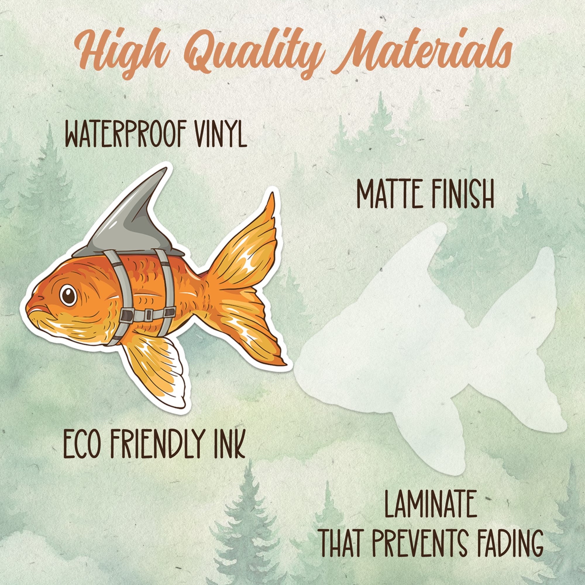 Goldfish sticker, Waterproof vinyl decal, Fish sticker - SoulFamiliar