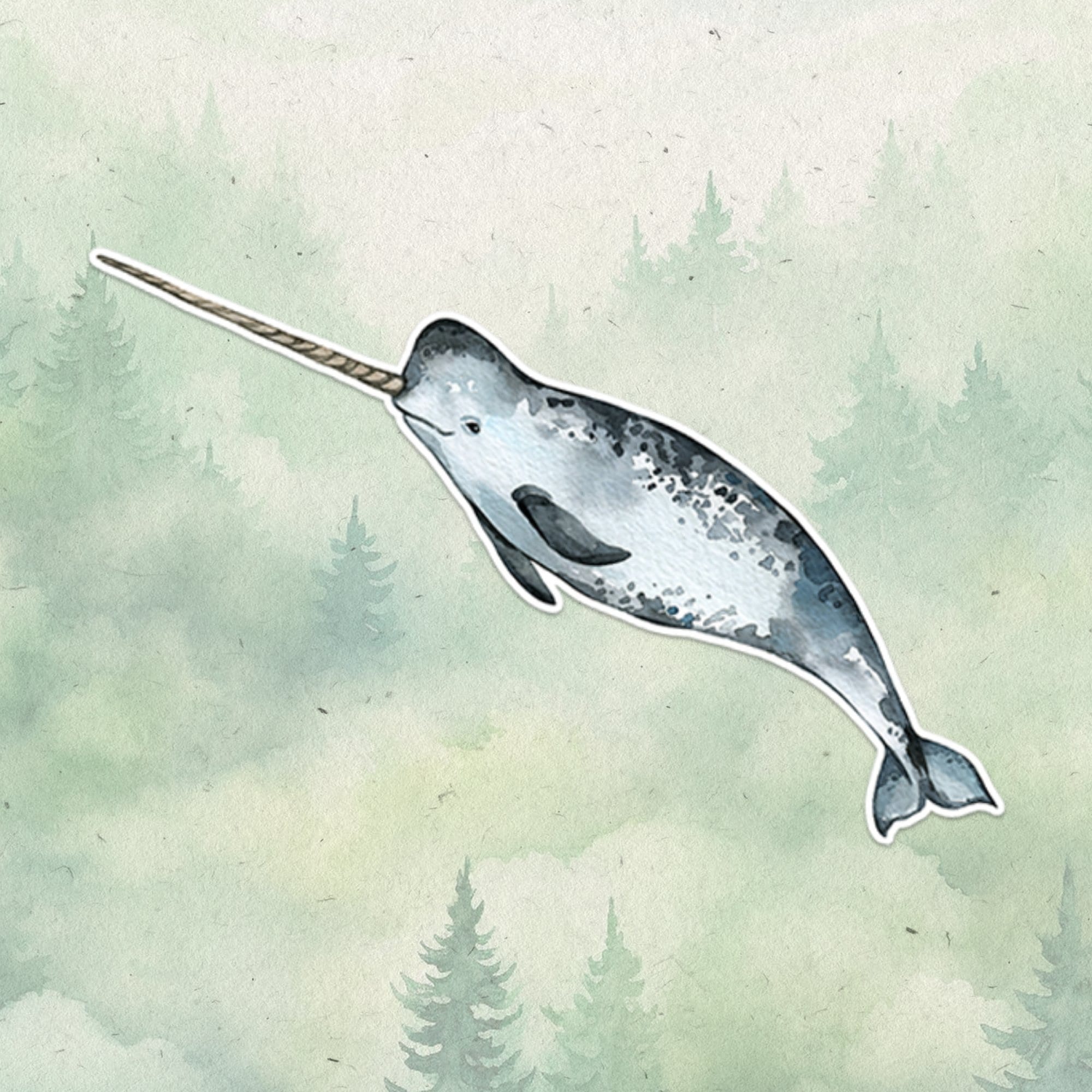 Narwhal sticker, Waterproof vinyl decal, Animal lover gifts - SoulFamiliar