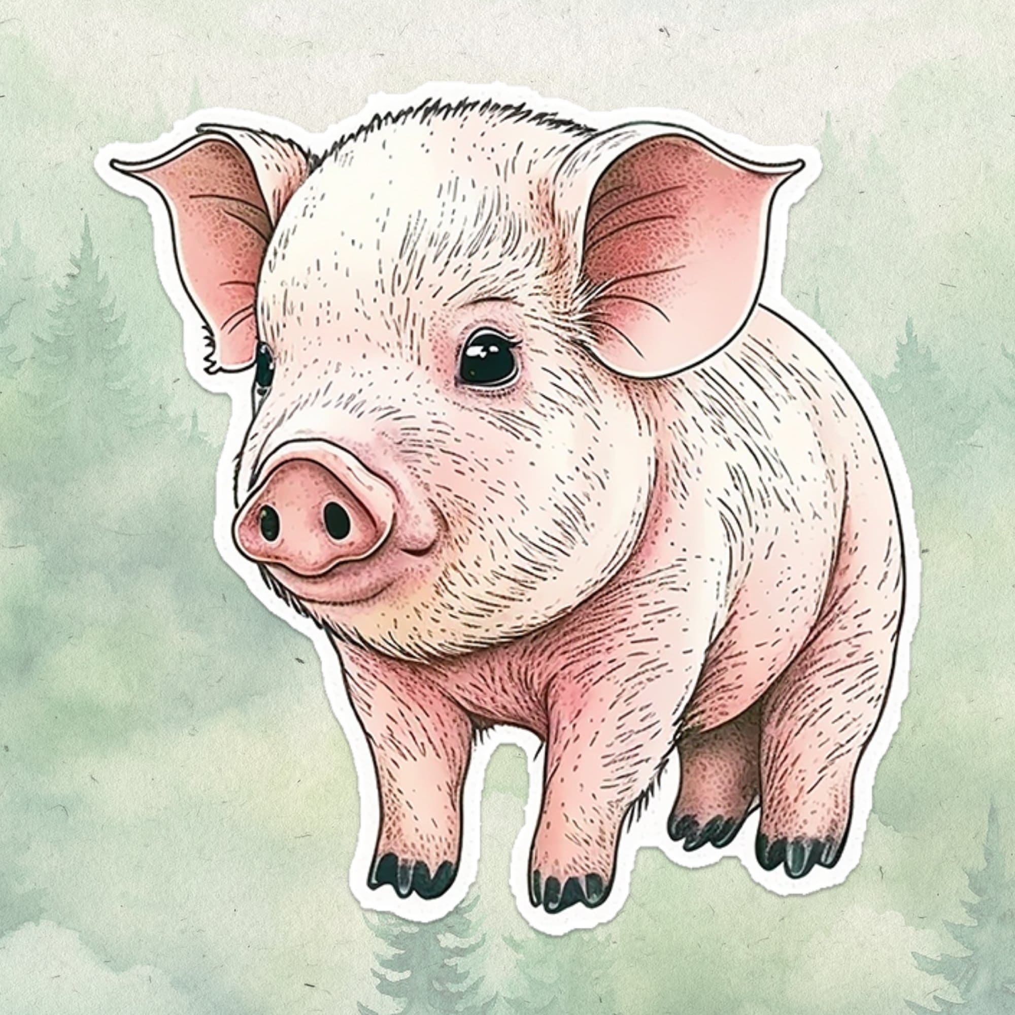 Pig sticker, Waterproof vinyl decal, Animal lover gifts - SoulFamiliar