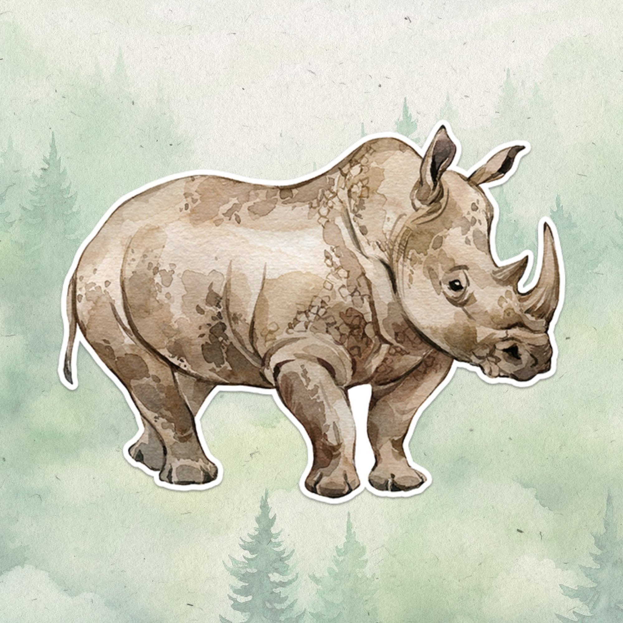 Rhino sticker, Waterproof vinyl decal, Rhinoceros sticker - SoulFamiliar