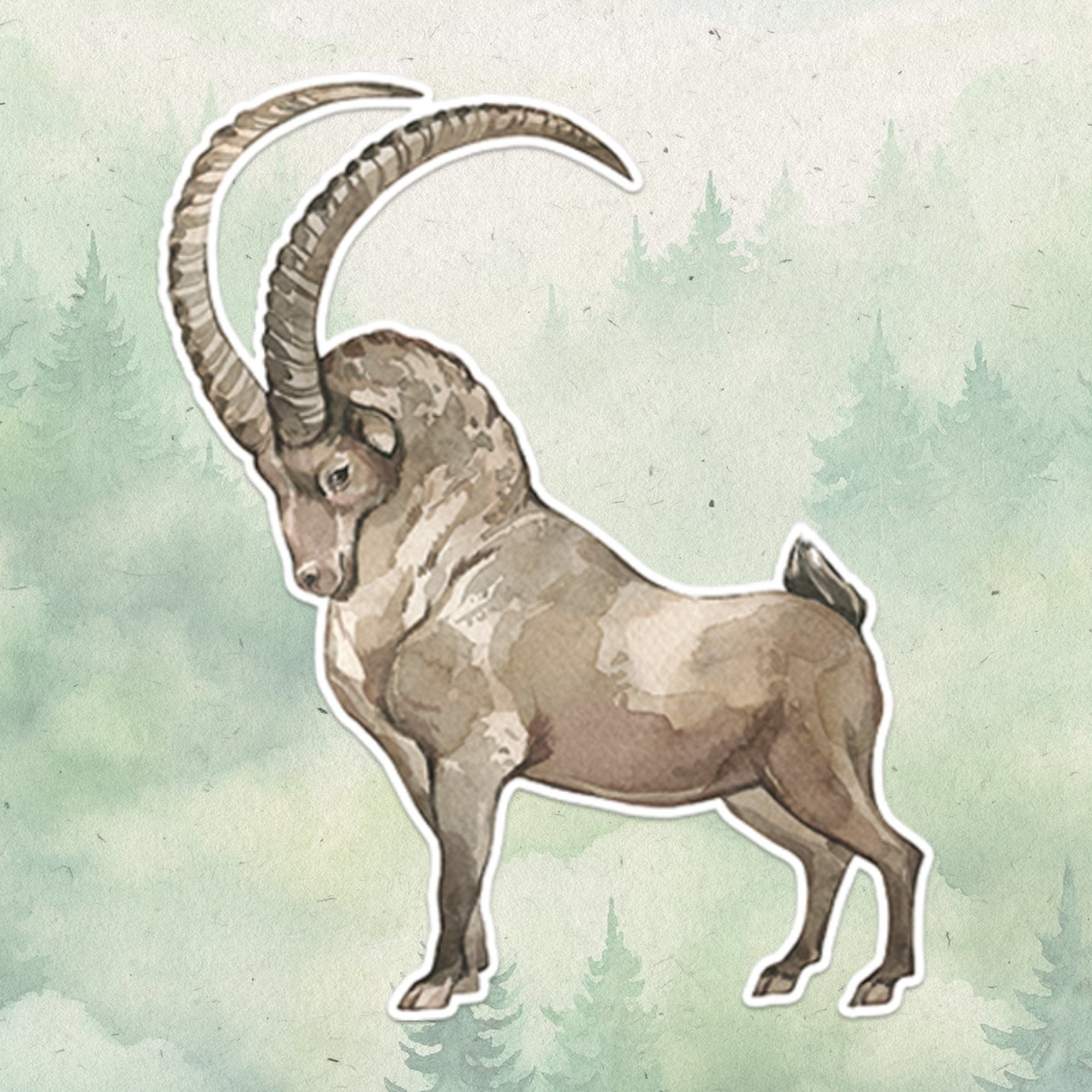 Alpine ibex sticker, Waterproof vinyl decal, Goat sticker - SoulFamiliar