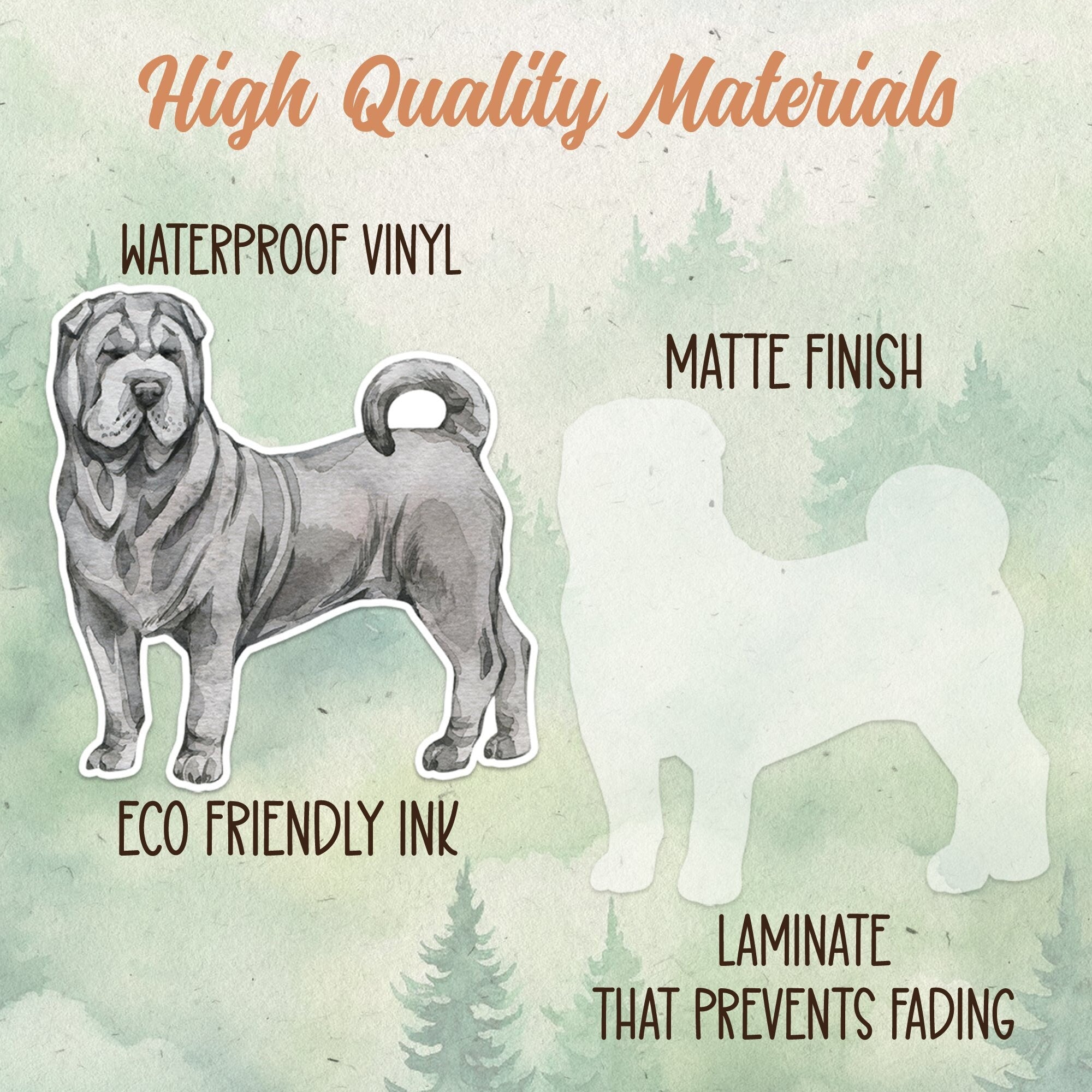 Shar Pei sticker, Waterproof vinyl decal, Dog sticker - SoulFamiliar