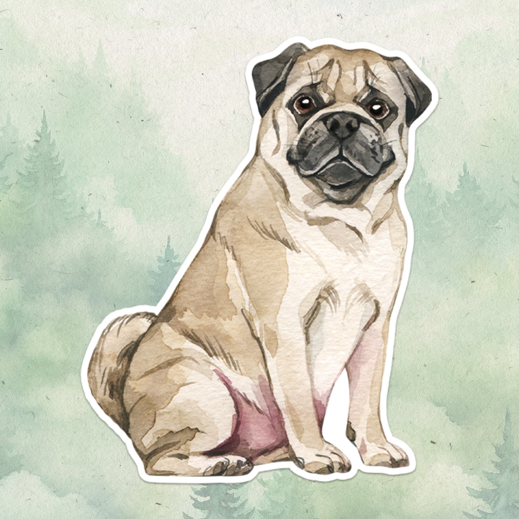 Pug sticker, Waterproof vinyl decal, Dog sticker - SoulFamiliar