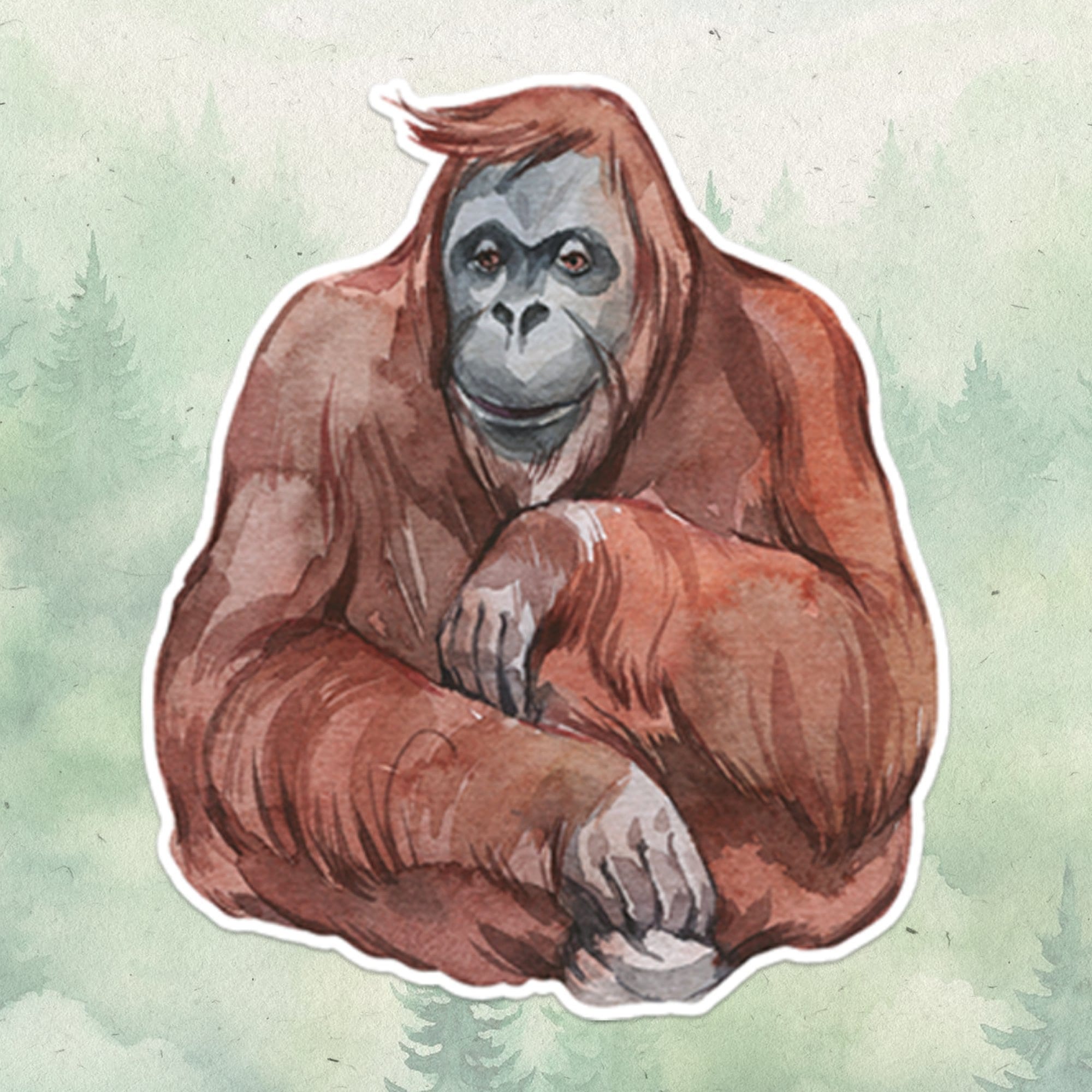 Orangutan sticker, Waterproof vinyl decal, Ape sticker - SoulFamiliar