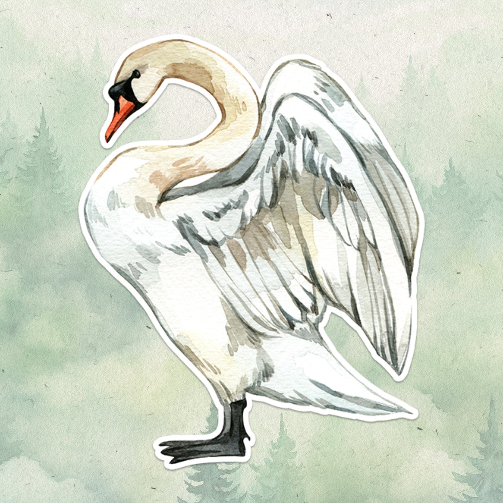 Swan sticker, Waterproof vinyl decal, Bird sticker - SoulFamiliar