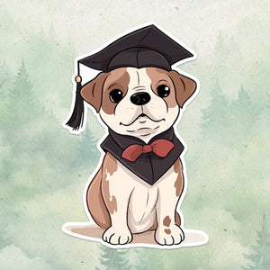 Graduation dog sticker, Waterproof vinyl decal, Animal lover gifts - SoulFamiliar