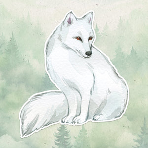 Arctic fox sticker, Waterproof vinyl decal, Fox sticker - SoulFamiliar