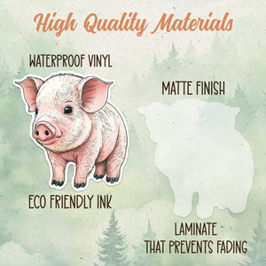 Pig sticker, Waterproof vinyl decal, Animal lover gifts - SoulFamiliar