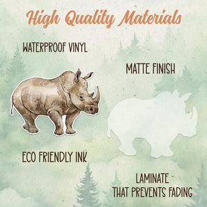 Rhino sticker, Waterproof vinyl decal, Rhinoceros sticker - SoulFamiliar