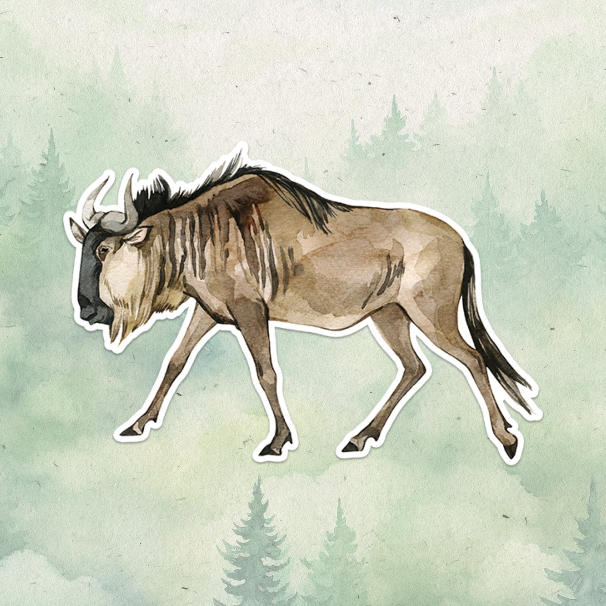 Wildebeest sticker, Waterproof vinyl decal, Animal lover gifts - SoulFamiliar