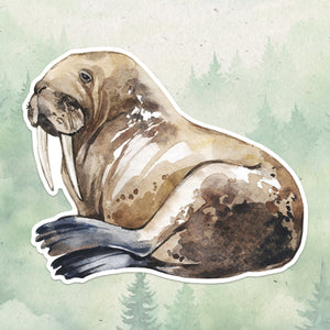 Walrus sticker, Waterproof vinyl decal, Watercolor - SoulFamiliar