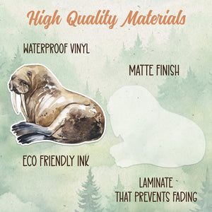 Walrus sticker, Waterproof vinyl decal, Watercolor - SoulFamiliar