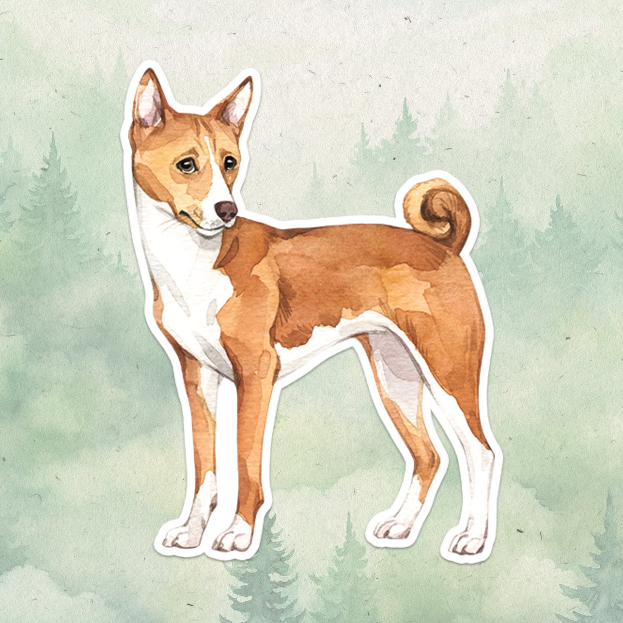 Basenji sticker, Waterproof vinyl decal, Dog sticker - SoulFamiliar